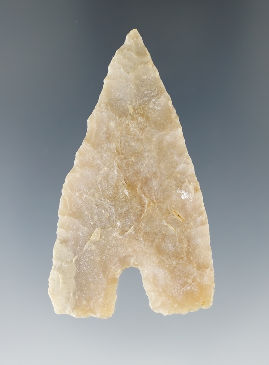 2 1/16" Carrizo made from tan chert, found in Central Texas. Comes with a Rogers COA.