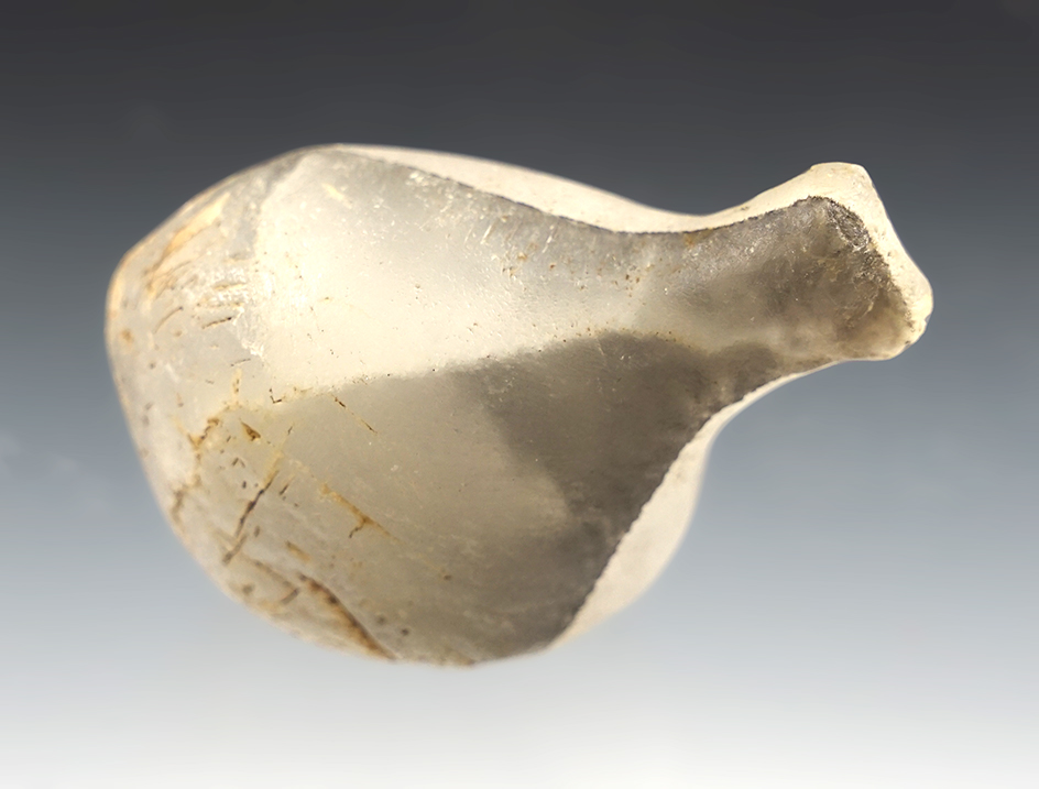 2 1/16" Llama Canopa with no offering hole. Made from highly translucent Quartz. Found in Peru.