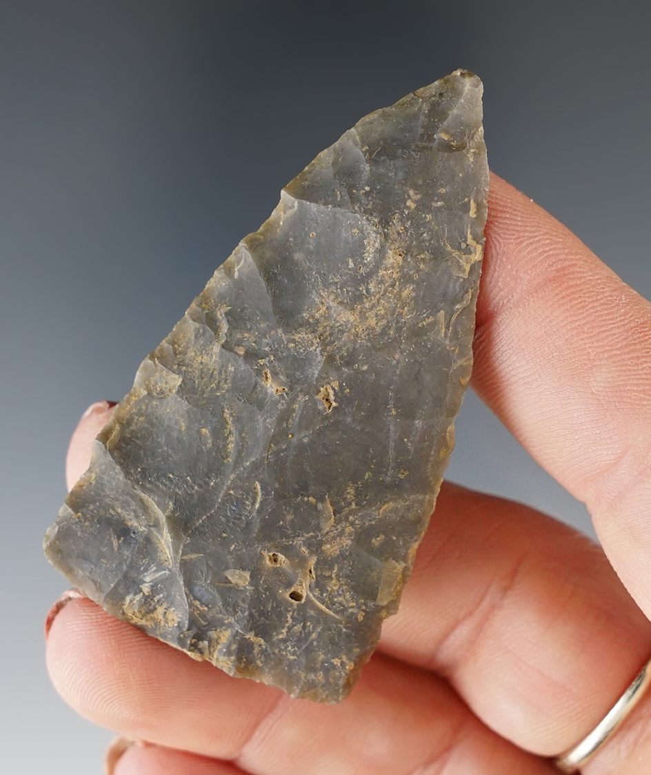 Well styled 2 5/6" triangular point made from quality material found in Kentucky.