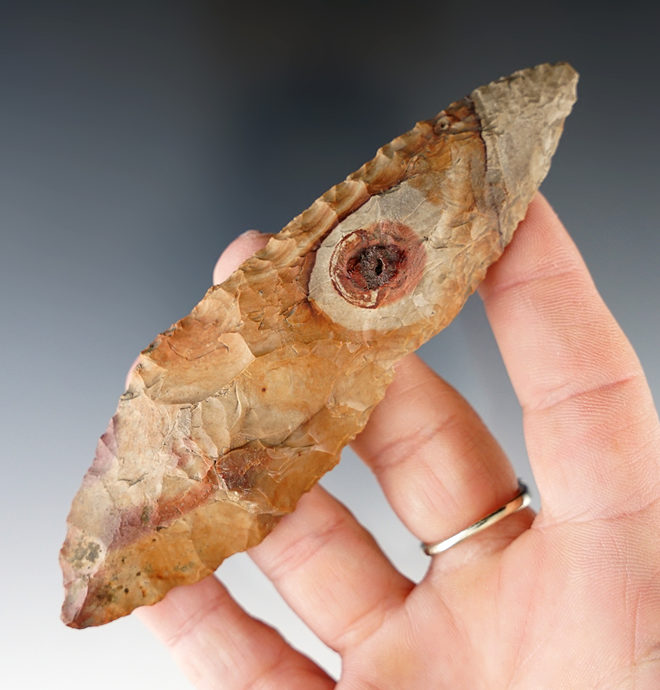 4 9/16" knife made from Biggs Picture Jasper found near Biggs Junction, Oregon.