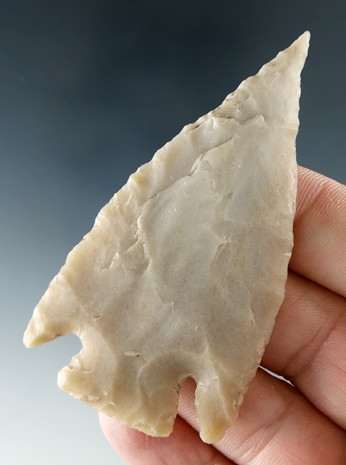 Very nice flaking and needle tip on this 2 13/16" Castroville found in Bell Co., Texas.