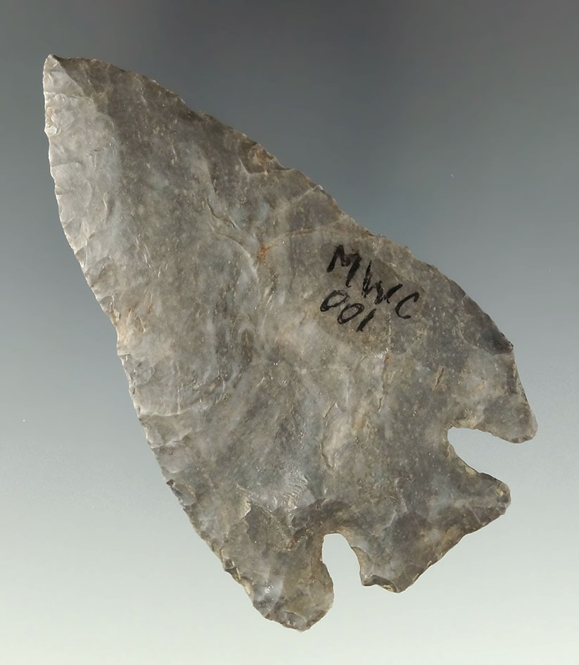3 1/8" Basal Notch made from Coshocton Flint found in Holmes Co., Ohio.