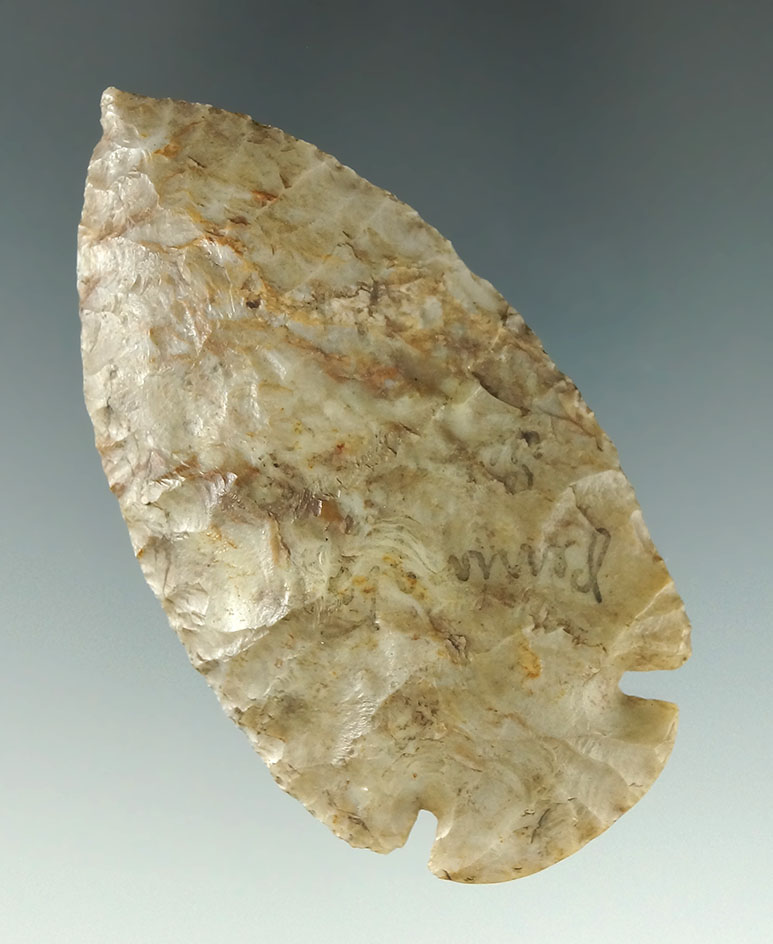 Beautiful 2 7/8" Flint Ridge Flint Dovetail which is exceptionally well flaked found in Ohio.