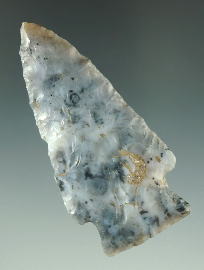 Exceptional color on this 2 3/4" Flint Ridge Flint Hopewell found in Ross County Ohio.