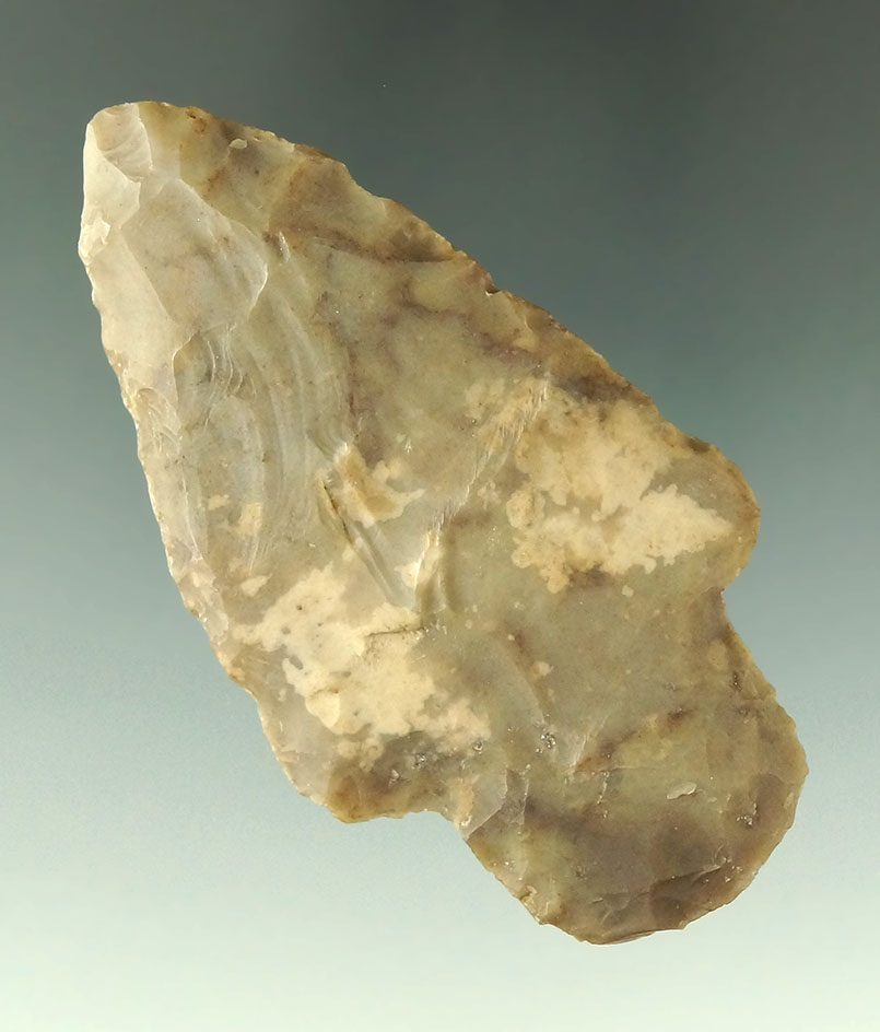 3 1/16" Flint Ridge Flint Adena found in Lorain Co., Ohio. Ex. John Sarnovsky collection.