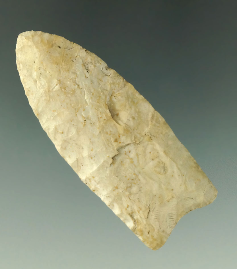 2 9/16" fluted Paleo Clovis found in Mercer Co., Ohio that is very well made. Ex. Swinderman.