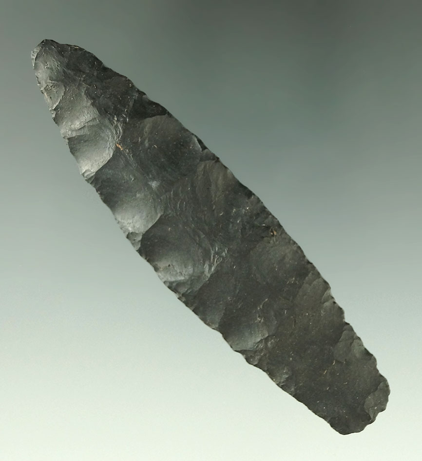 Excellent Paleo flaking on this 3 1/2" Lanceolate found in Carroll Co., Ohio near Minerva.