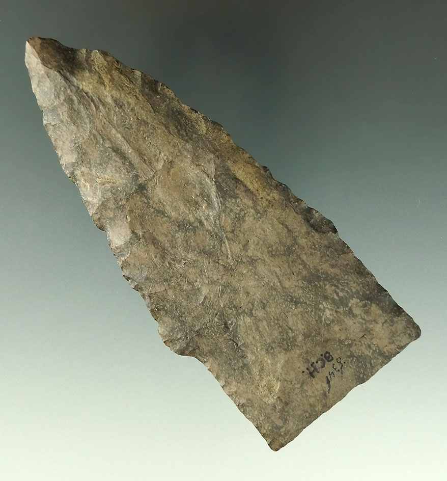 Large for type! 4 1/4" Paleo Stringtown Lance style Knife found in Knox Co., Ohio by Carl Haruff.