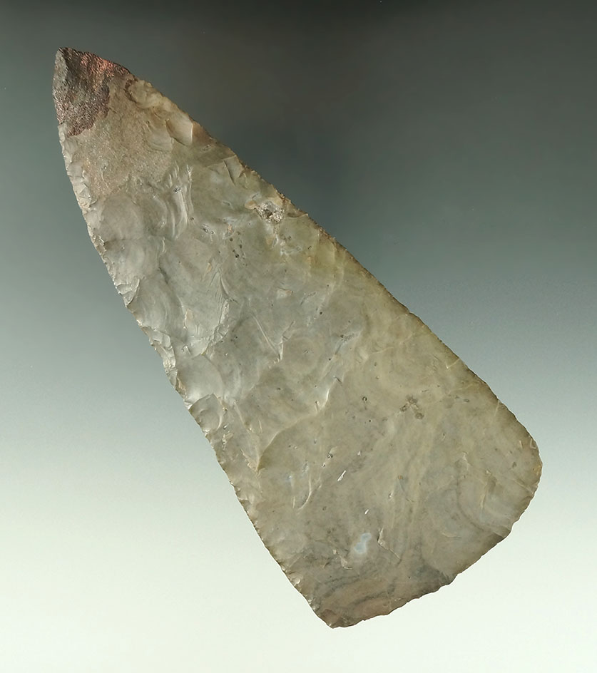 Very large 5 13/16" Flint Ridge Flint Cache Blade - Coshocton Co., Ohio with 3/4" restoration to the