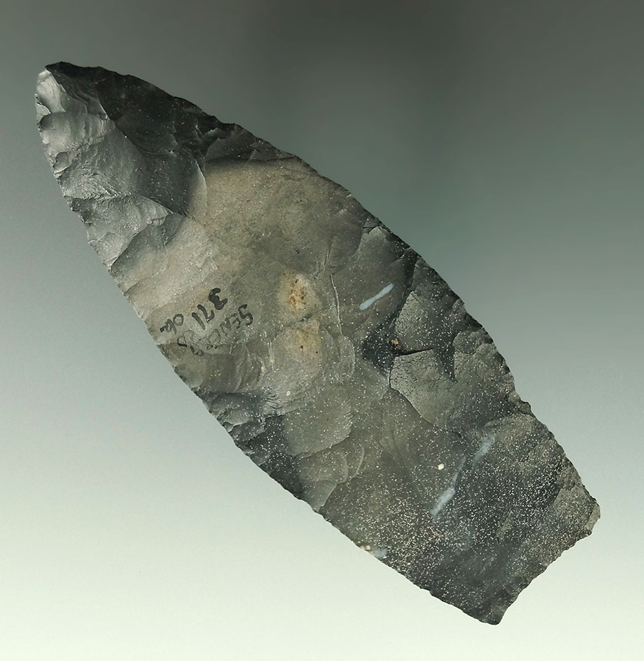 4" Coshocton Nellie Flint Paleo Lance that is very nicely made. Found in Seneca Co., Ohio. Ex. Drisk