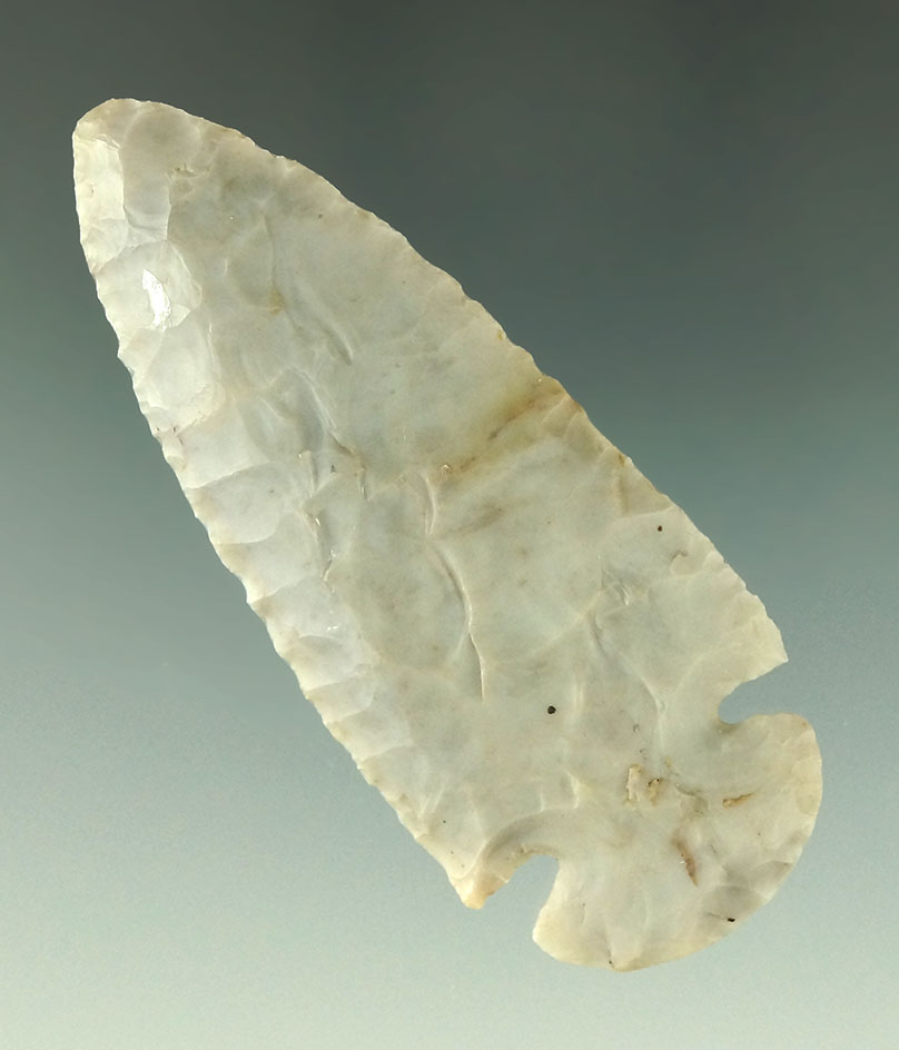 2 1/2" Flint Ridge chalcedony Dovetail found in Crawford Co., Ohio. Ex. Dean Driskill collection.