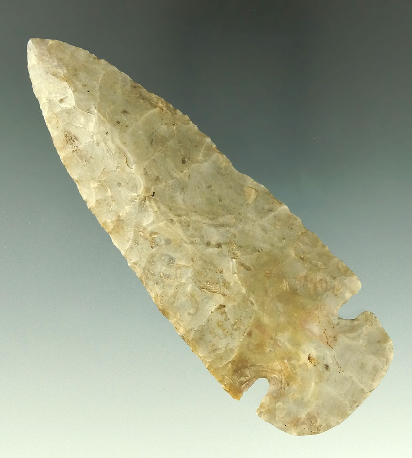 Nicely styled in beautifully patinated 3 15/16" Dovetail made from Flint Ridge Flint - Franklin Co.,