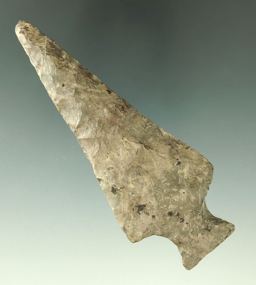 3 15/16" Ashtabula that is nicely styled from pink and gray Upper Mercer Flint - Summit Co., Ohio.