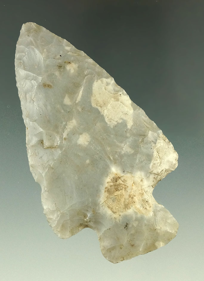 3 5/8" Flint Ridge chalcedony Hopewell found in Paulding Co., Ohio.