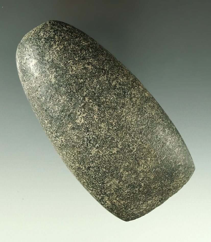 4 1/8" Hardstone Celt with great form and polish found in Fairfield Co., Ohio. Ex. Gilbert Dilley.