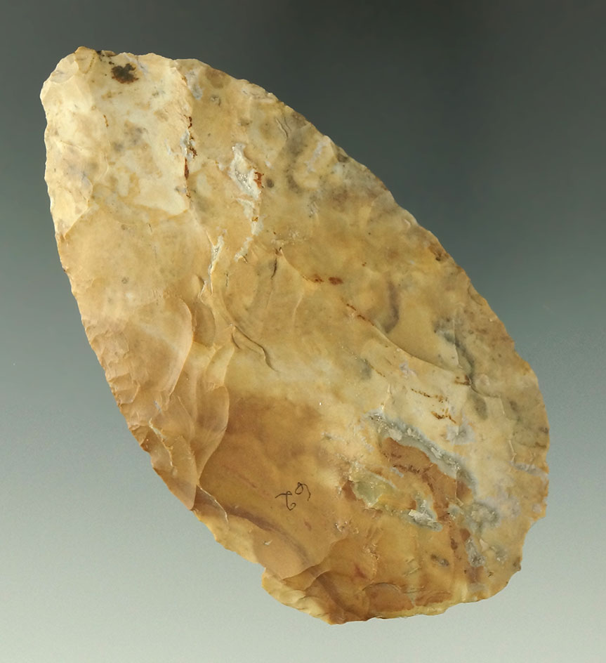 3 5/8" Flint Ridge Flint Blade with beautiful color found in Ohio. Ex. John Anspaugh collection.