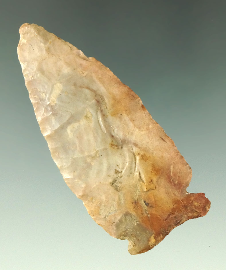 Exceptionally thin 2 5/8" Micro-Notch found in Union Co., Ohio made from beautiful Flint Ridge Flint