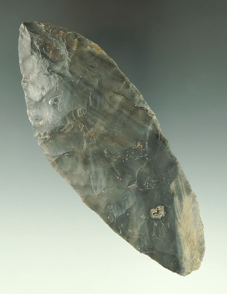 Large 5 1/8" multicolored Hornstone Blade found in Franklin Co., Ohio in June 28 of 1970.