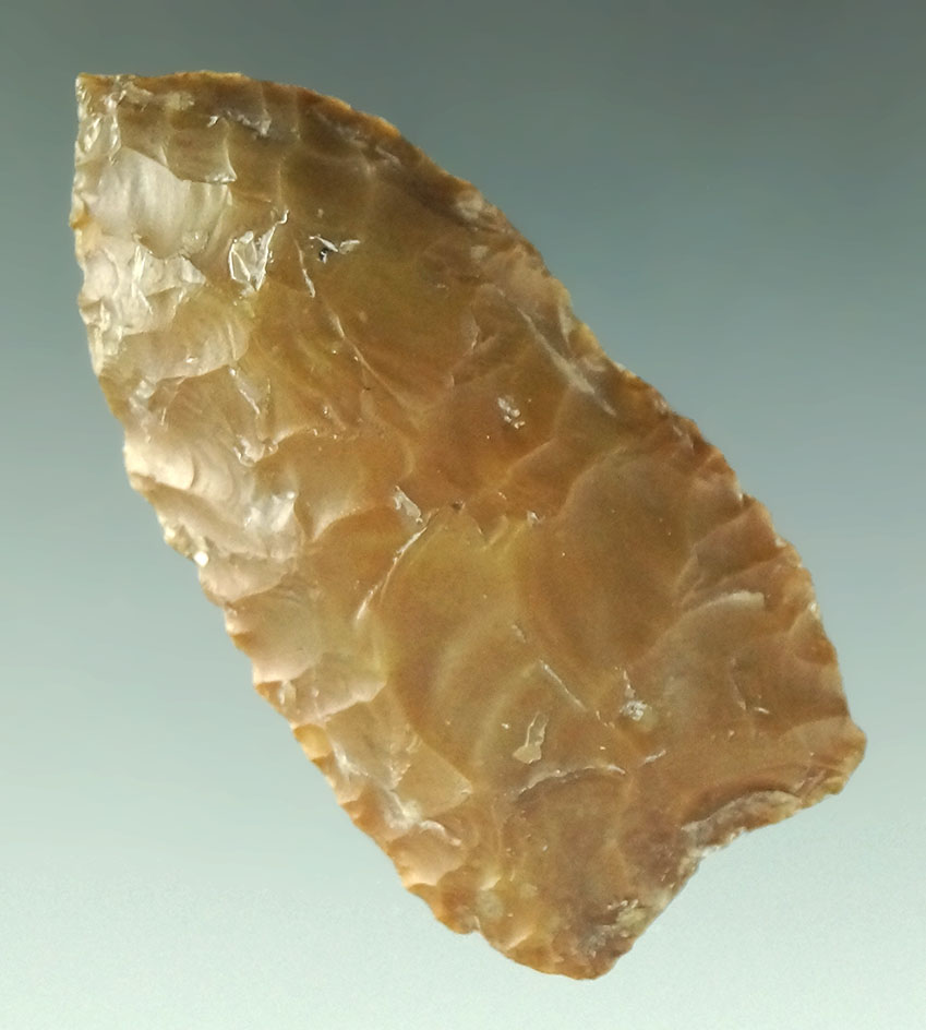 1 15/16" Paleo dart point found in Ohio. Ex. Jim Snyder collection.