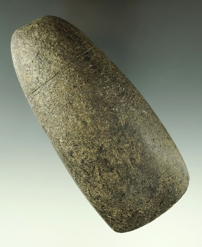 5" Hardstone Adena Celt with a very rare hafting line across the poll end. Very unique piece.