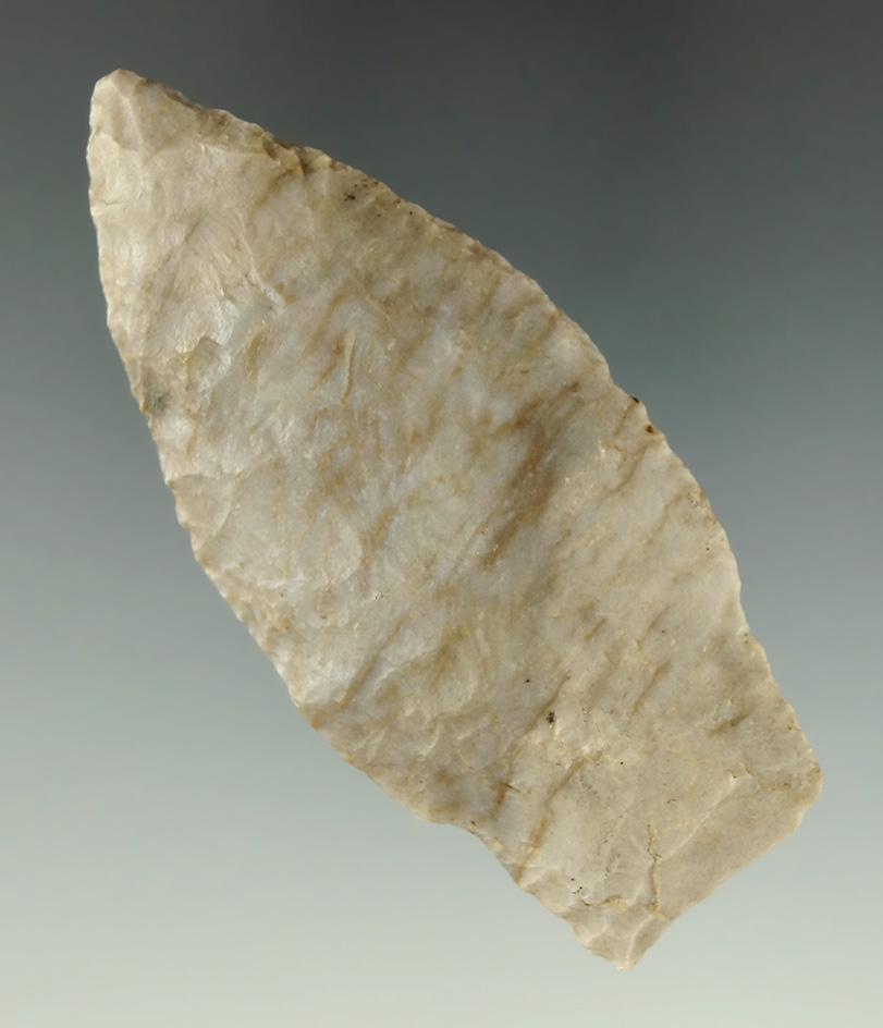 3" Paleo Stemmed Lanceolate made from Upper Mercer Flint found in Ohio.