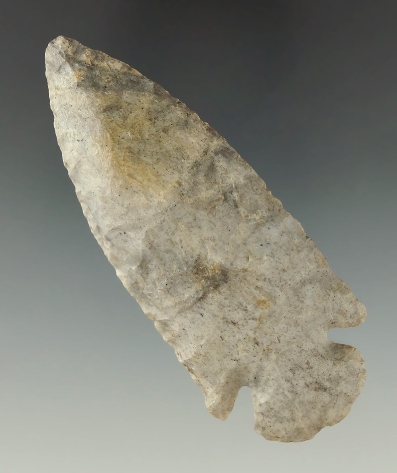 3 1/4" Dovetail made from nicely mottled blue and gray Attica chert. Found in Ohio.