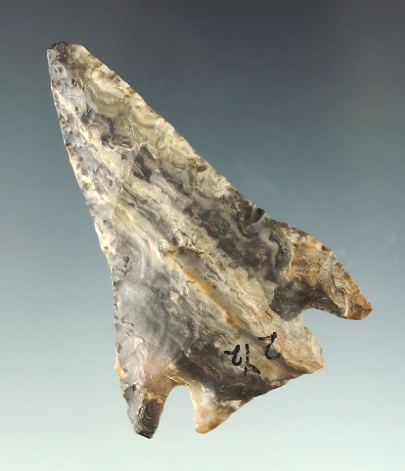Beautiful Flint color pattern on this 2 9/16" pentagonal knife found in Licking County Ohio.