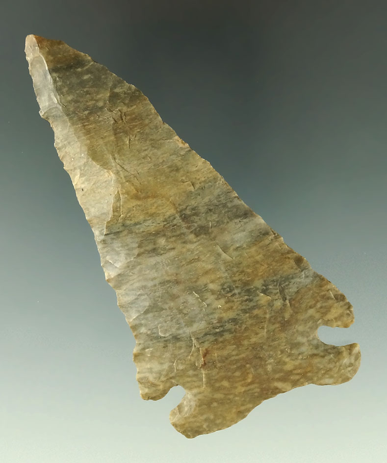 3 13/16" heavily patinated cornernotch beveled Knife found in Ohio.