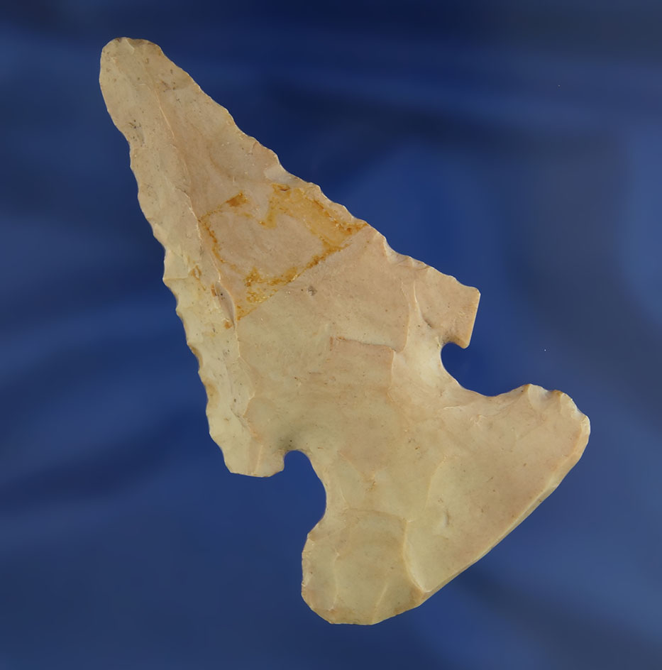 3 1/4" Flint Ridge Flint Archaic Thebes  E-Notch Bevel found in Ohio. Ex. Taylor family collection.