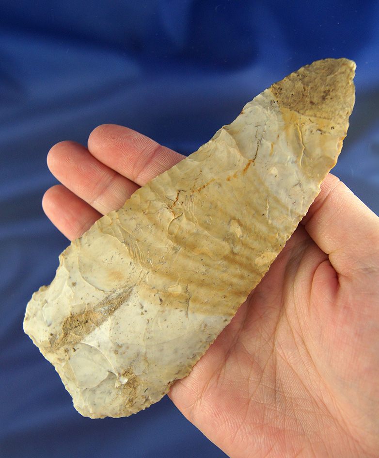 5 11/16" large Flint Ridge Flint Archaic Blade found in Knox Co.,  Ohio.