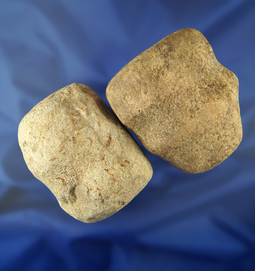 Pair of grooved Hammerstones found in Ohio in good condition, largest is 2 7/8".