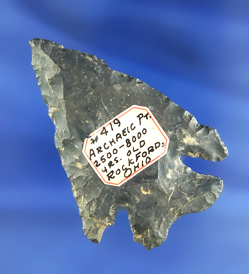 2 3/8" Archaic Bevel found near Rockford Ohio made from Coshocton Flint.