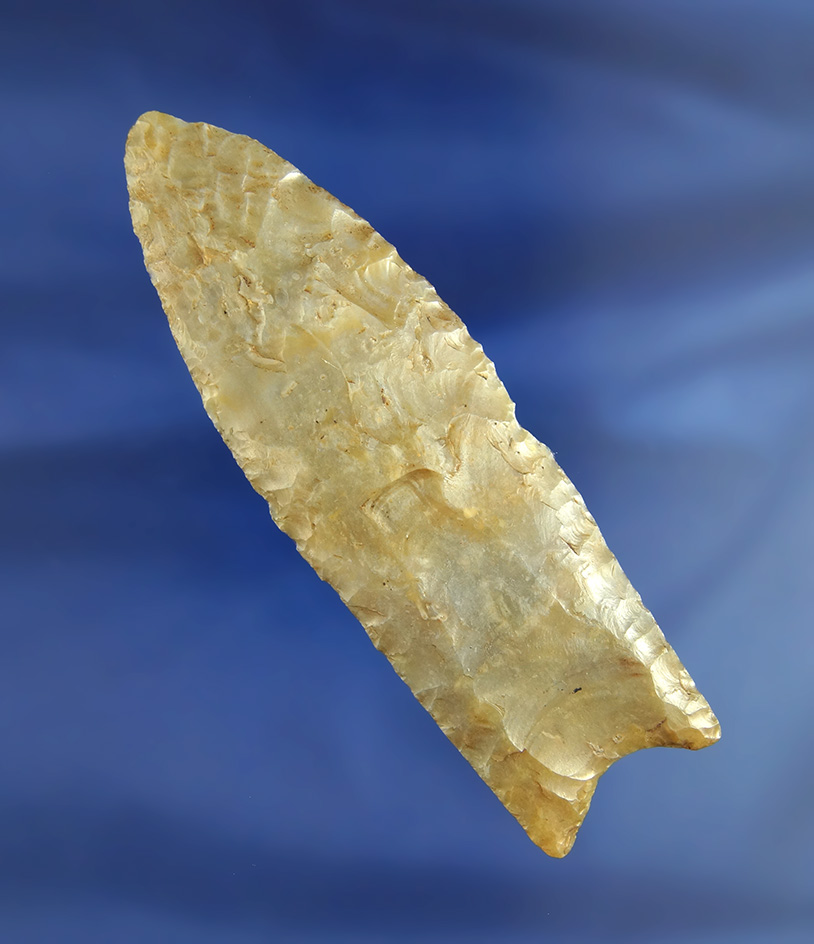 3 3/4" Flint Ridge Paleo Fluted Clovis -Sulphur Springs, Crawford Co.,  Ohio.  Davis G-10 COA.