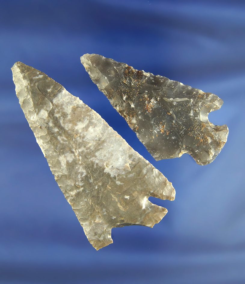 Pair of restorable artifacts including a 3 3/4" Ft. Payne Chert Kentucky Lost Lake and a 3"  Hopewel