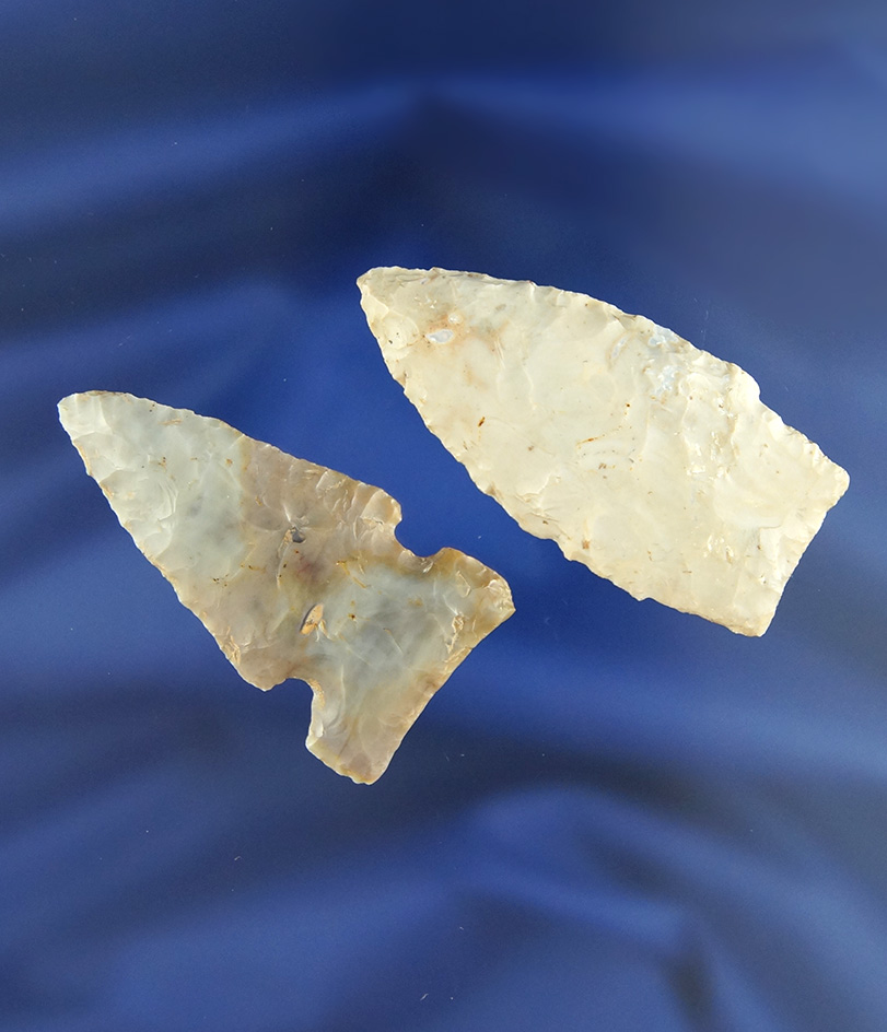 Pair of Flint artifacts found in Ohio including a 2 1/8" Stemmed Lanceolate and a 2" big Sandy