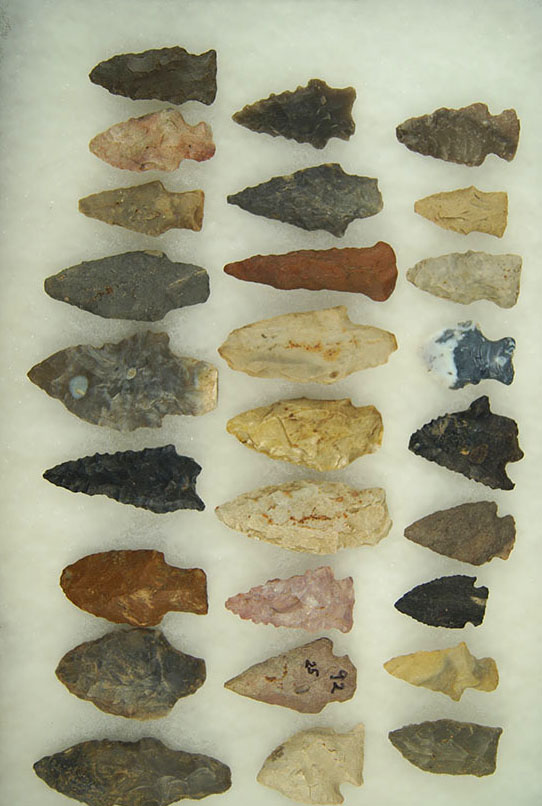 Group of 27 assorted Ohio Arrowheads, largest is 2 1/2".