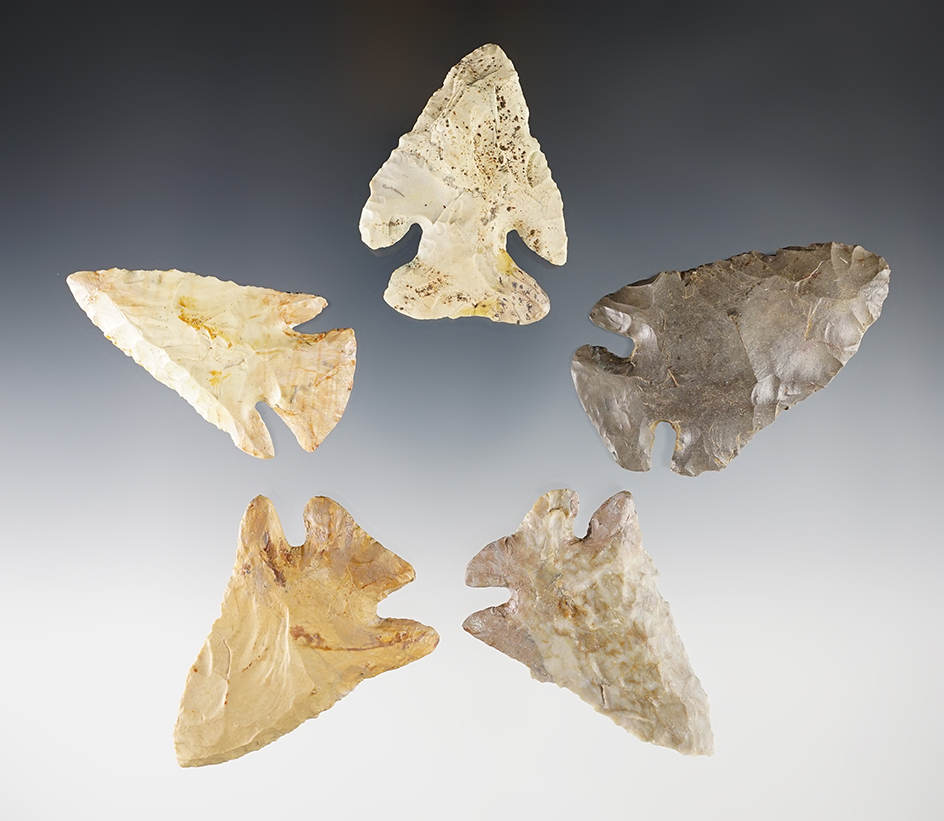 Set of 5 restored Ohio Points that display nicely. The largest is 2 3/4".