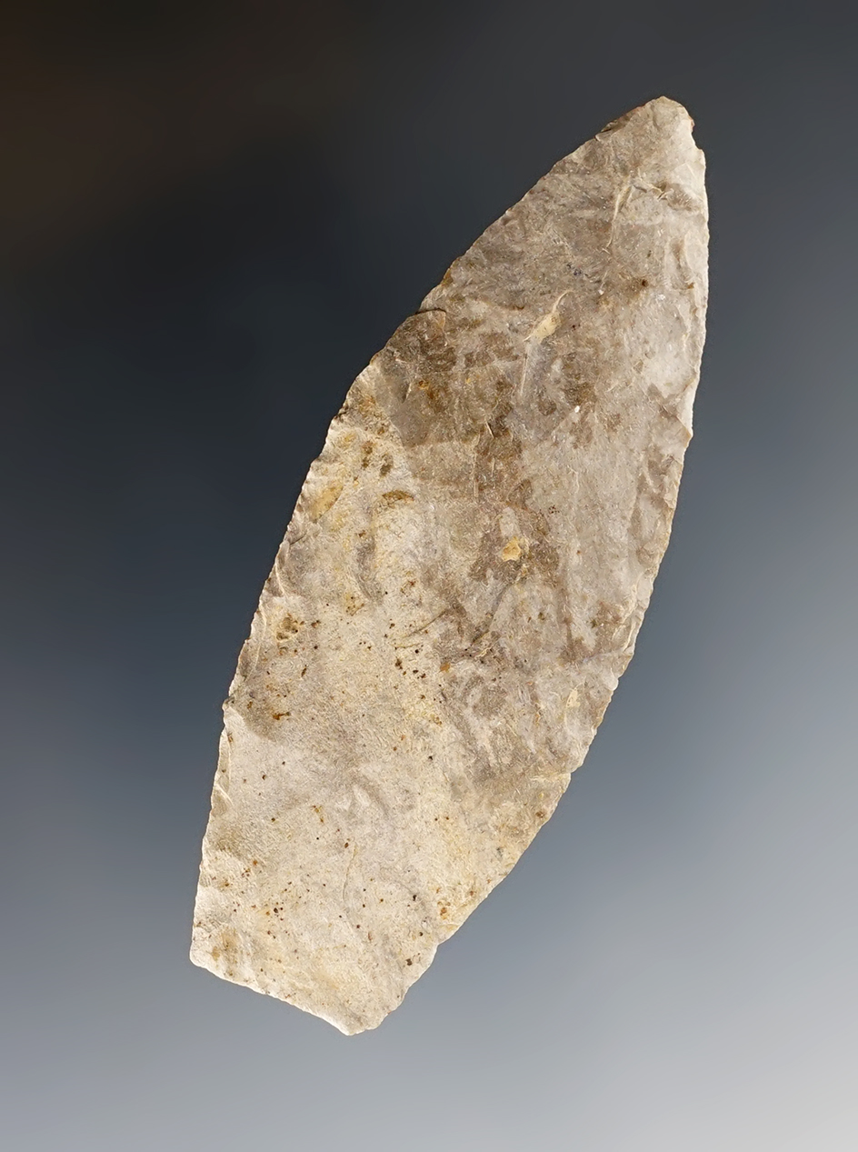 3 1/4" Paleo Lance - Delaware Chert. Found on the Ruth Farm in Marion Co., Ohio. 