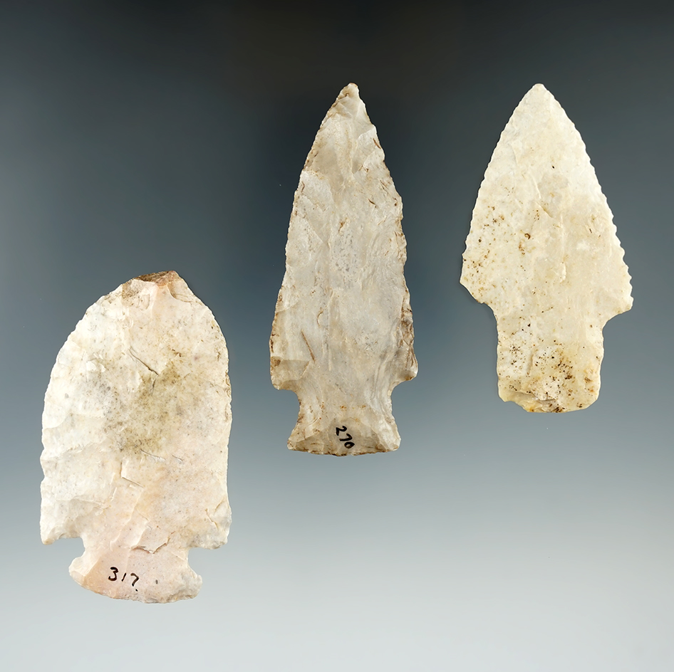 Set of three Burlington Flint Knives found in Missouri.