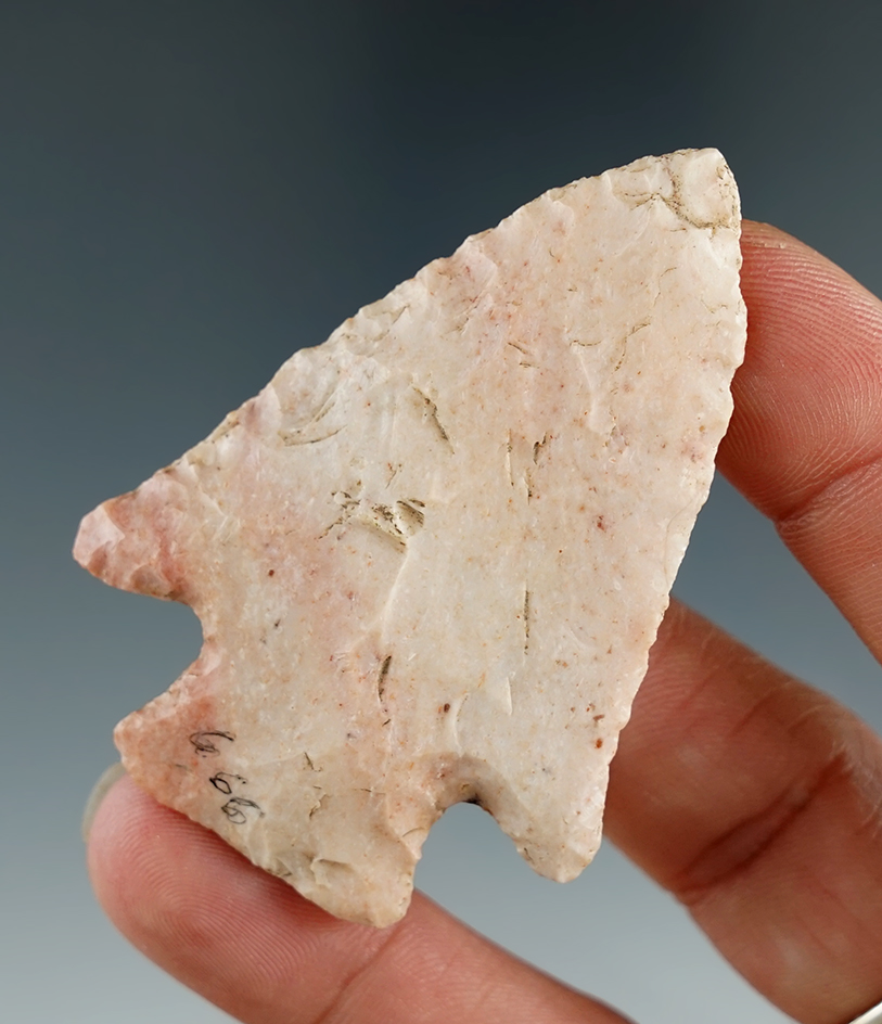2 5/16" Hardin made from attractive pink and cream Flint found in Greene Co., Missouri.