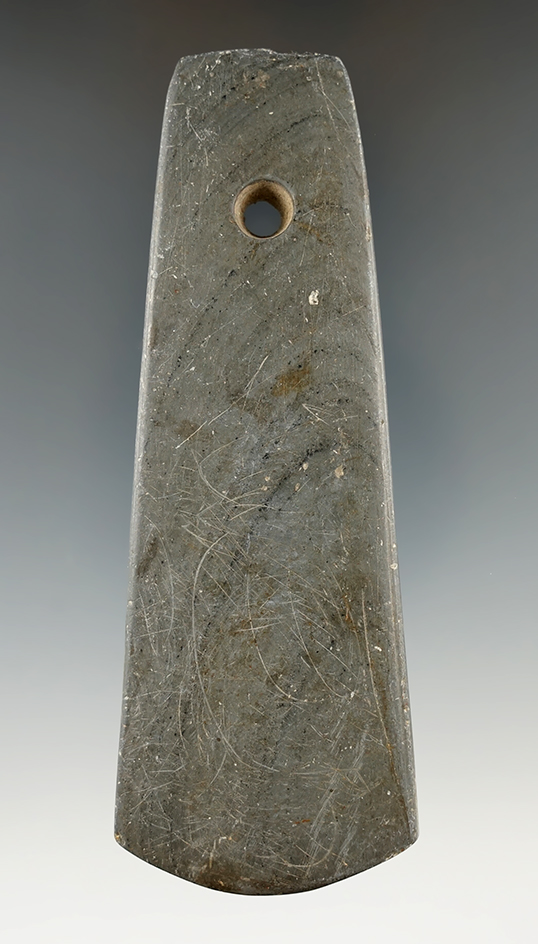 4 7/16" Adena Anchor Pendant made from green and black Banded Slate - Paulding Co., Ohio