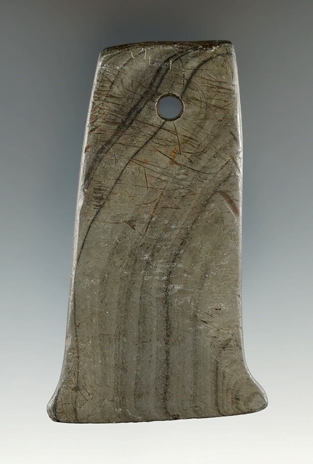 3 3/8" Hopewell Pendant - anciently salvaged -found in Washington Co., Ohio.  Davis COA.