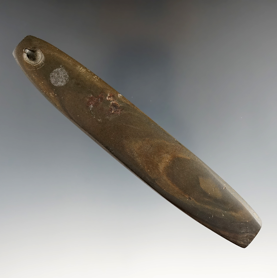 5 inch very nice Bar Amulet drilled on one end found in Adams Co., Ohio. Davis COA.