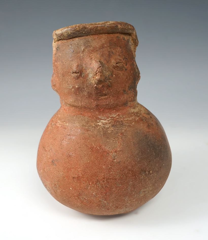 5 1/4" pre-Columbian effigy bottle found in Mesoamerica.