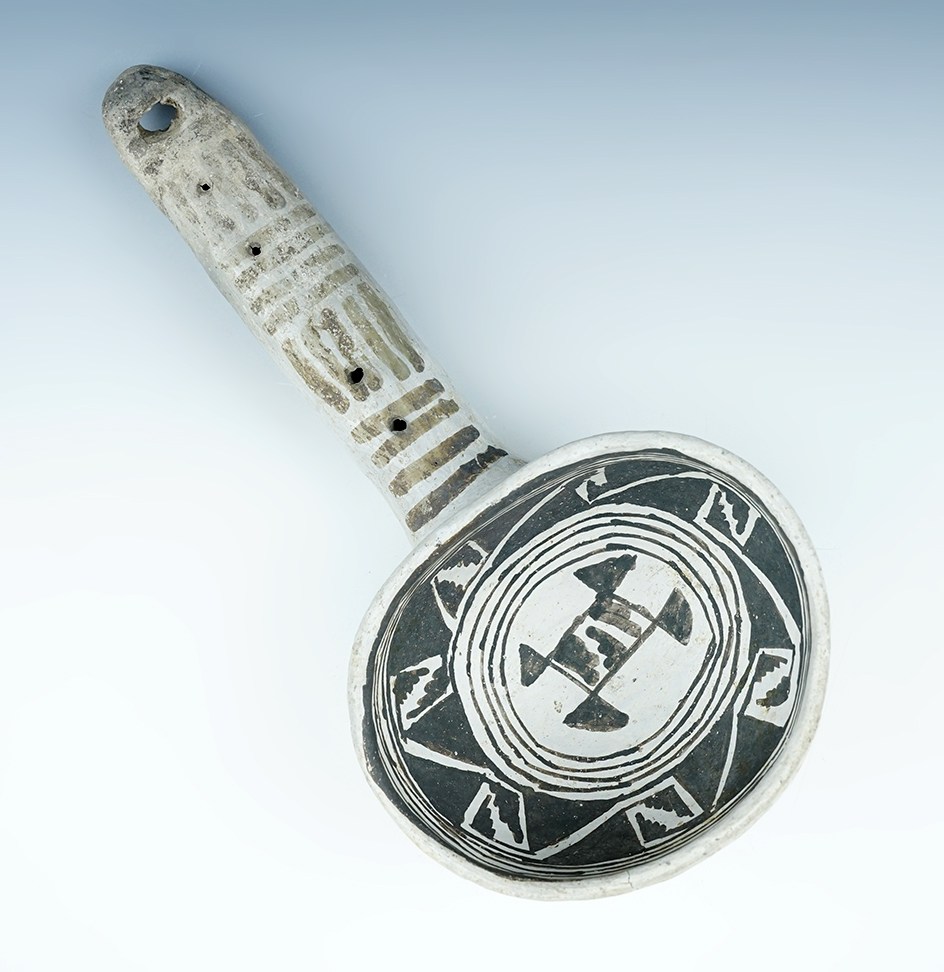 9 1/2" long Anasazi Pottery Ladle with nice interior paint found in New Mexico.