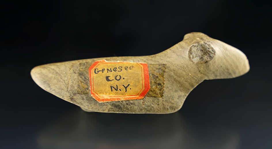 Rare! 3 3/8" Beautifully styled Birdstone made from beautiful Hardstone. Genesee Co., New York.