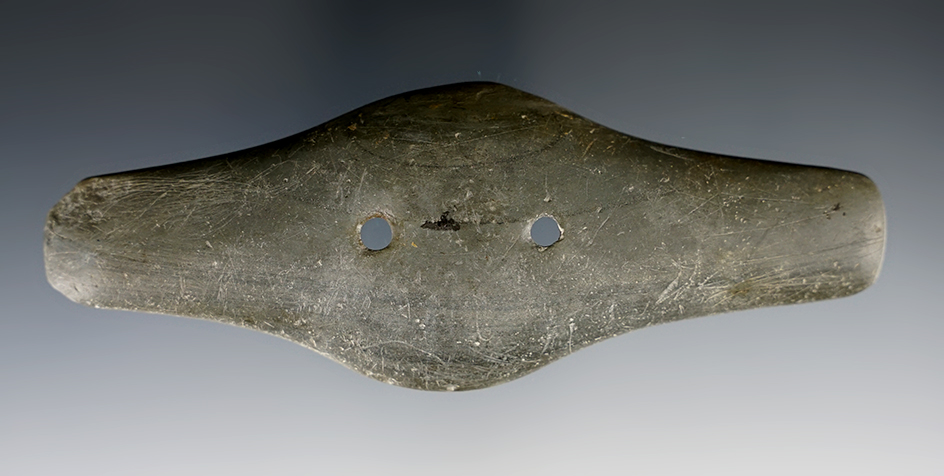 5 1/8" Expanded Center Gorget with restoration to one side. Seneca Co., Ohio. Ex. Cameron Parks.