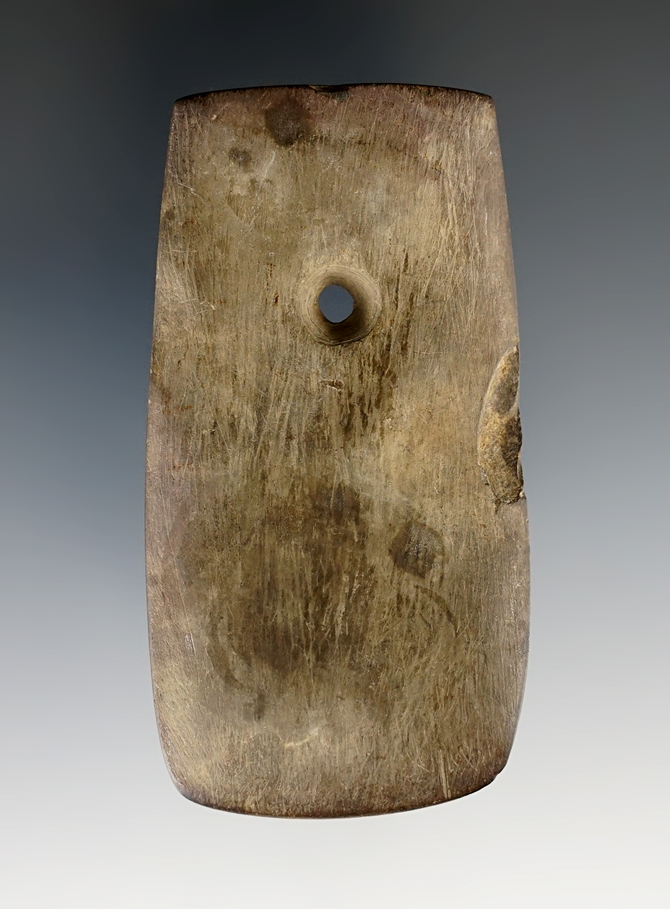 3" Pendant that broke in ancient times and was salvaged at one end.