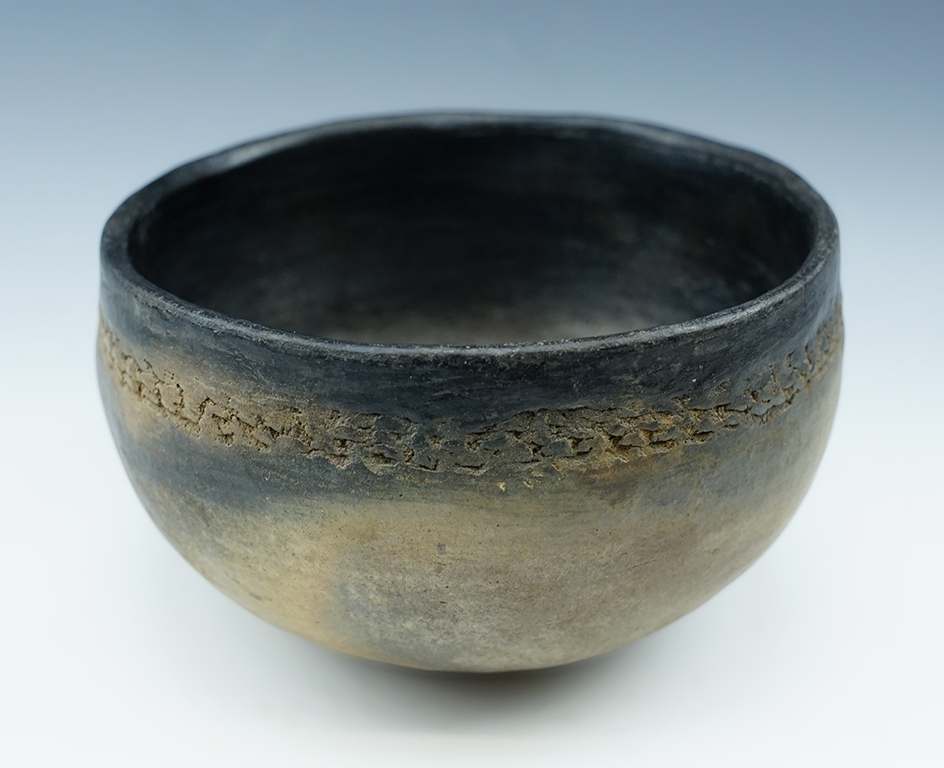 5 1/4" Wide x 3" tall  Prehistoric Southwestern pottery vessel in excellent condition. Found in New