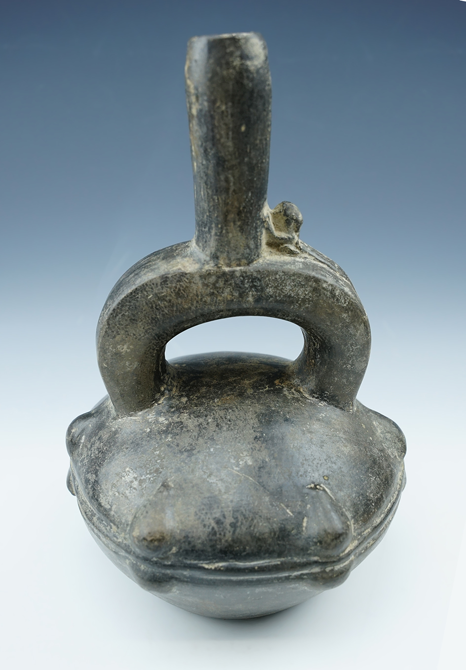 9" Tall Chimu Pottery Vessel in solid condition. Recovered in Peru.